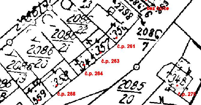 Luleč 263 na parcele st. 357 v KÚ Luleč, Katastrální mapa