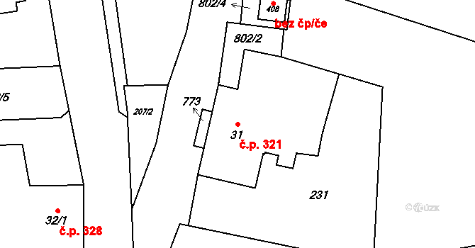 Světlá 321, Světlá Hora na parcele st. 31 v KÚ Světlá ve Slezsku, Katastrální mapa