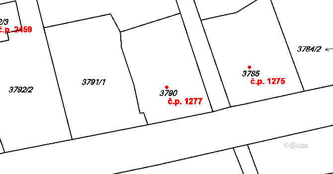 Pod Bezručovým vrchem 1277, Krnov na parcele st. 3790 v KÚ Krnov-Horní Předměstí, Katastrální mapa