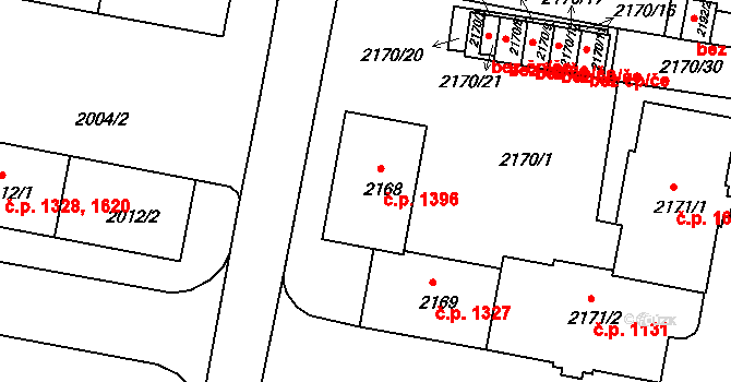Tachov 1396 na parcele st. 2168 v KÚ Tachov, Katastrální mapa