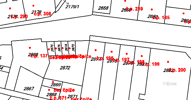 Mimoň I 196, Mimoň na parcele st. 2877 v KÚ Mimoň, Katastrální mapa