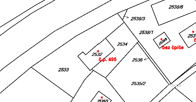 Žamberk 495 na parcele st. 2532 v KÚ Žamberk, Katastrální mapa