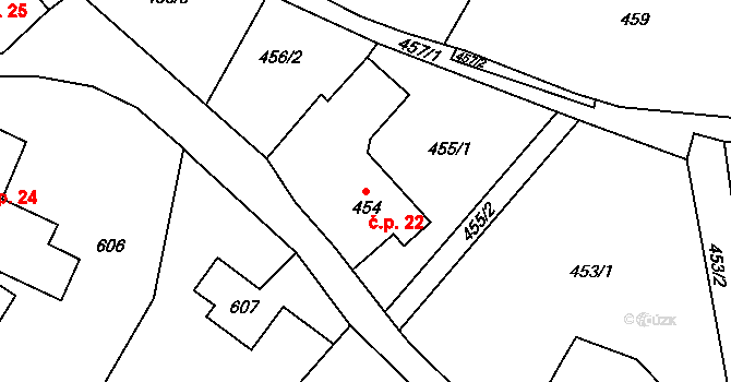 Děčín XXXI-Křešice 22, Děčín na parcele st. 454 v KÚ Křešice u Děčína, Katastrální mapa