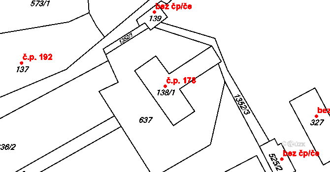 Liběchov 178 na parcele st. 138/1 v KÚ Liběchov, Katastrální mapa