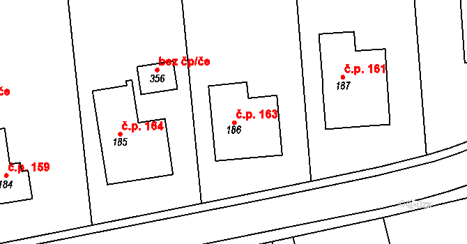 Černíkovice 163 na parcele st. 186 v KÚ Černíkovice, Katastrální mapa