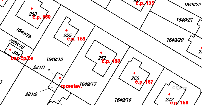 Český Rudolec 158 na parcele st. 252 v KÚ Český Rudolec, Katastrální mapa