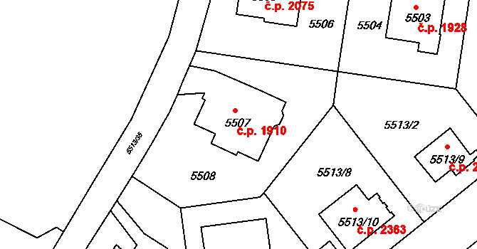 Záběhlice 1910, Praha na parcele st. 5507 v KÚ Záběhlice, Katastrální mapa