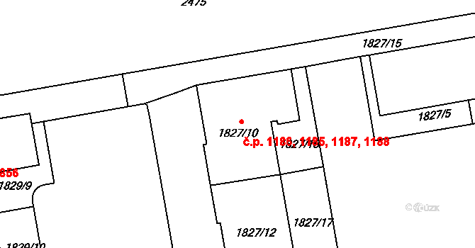 Vršovice 1185,1186,1187,1188, Praha na parcele st. 1827/10 v KÚ Vršovice, Katastrální mapa