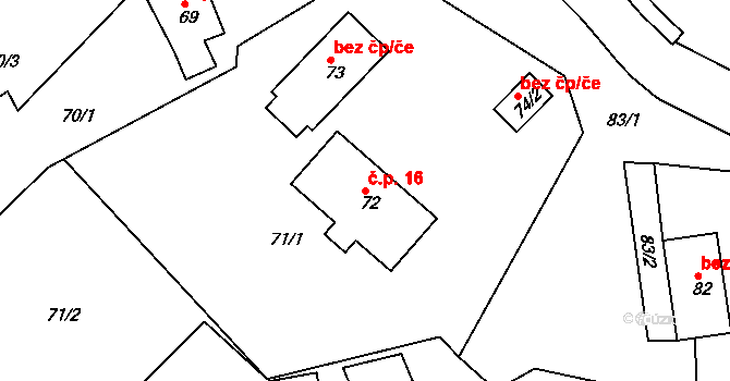 Loučky 16, Nové Sedlo na parcele st. 72 v KÚ Loučky u Lokte, Katastrální mapa