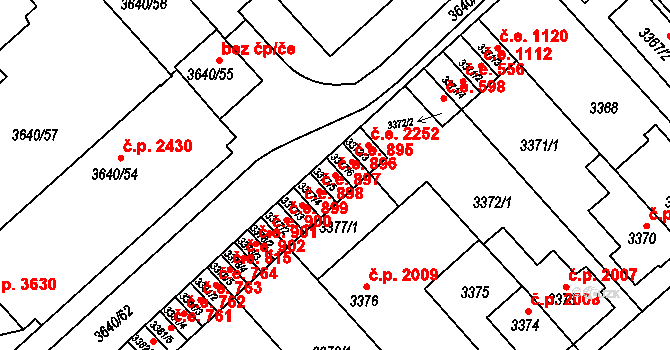 Znojmo 896 na parcele st. 3377/5 v KÚ Znojmo-město, Katastrální mapa