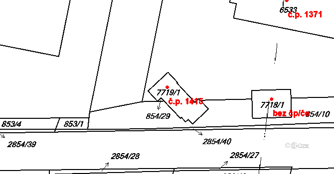 Kolín V 1415, Kolín na parcele st. 7719/1 v KÚ Kolín, Katastrální mapa