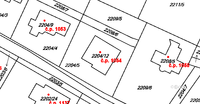 Liberec XIV-Ruprechtice 1054, Liberec na parcele st. 2204/12 v KÚ Ruprechtice, Katastrální mapa
