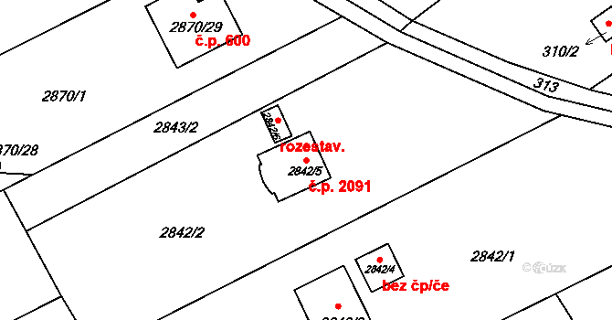 Hranice 2091, Karviná na parcele st. 2842/5 v KÚ Karviná-město, Katastrální mapa