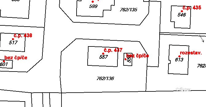 Cítov 437 na parcele st. 557 v KÚ Cítov, Katastrální mapa