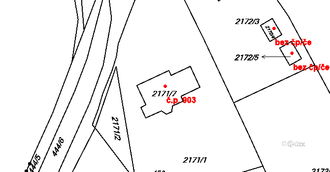 Libušín 903 na parcele st. 2171/7 v KÚ Libušín, Katastrální mapa