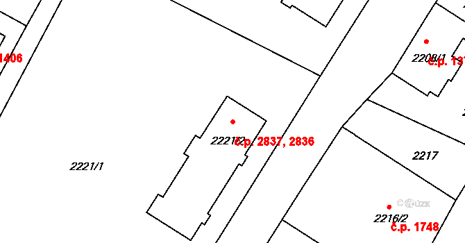 Varnsdorf 2836,2837 na parcele st. 2221/2 v KÚ Varnsdorf, Katastrální mapa