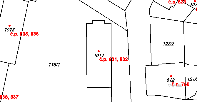 Hranice 831,832 na parcele st. 1014 v KÚ Hranice u Aše, Katastrální mapa