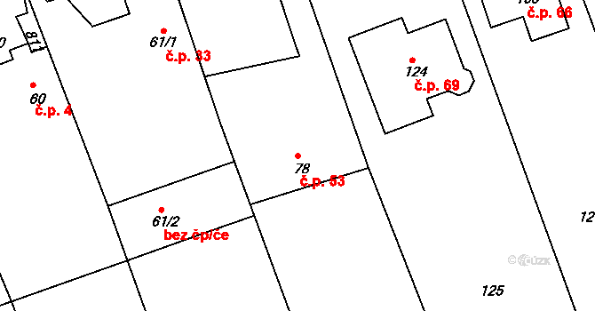 Jamnice 53, Stěbořice na parcele st. 78 v KÚ Jamnice, Katastrální mapa