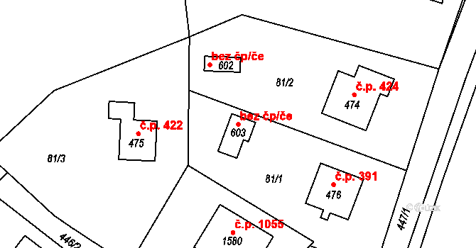 Horoměřice 45707502 na parcele st. 603 v KÚ Horoměřice, Katastrální mapa