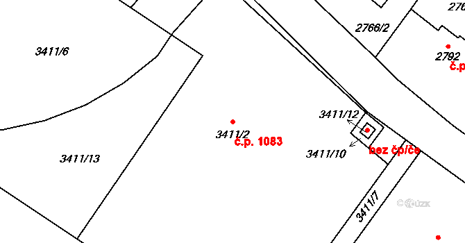 Hlučín 1083 na parcele st. 3411/2 v KÚ Hlučín, Katastrální mapa