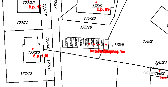 Číčenice 47026502 na parcele st. 175/10 v KÚ Číčenice, Katastrální mapa