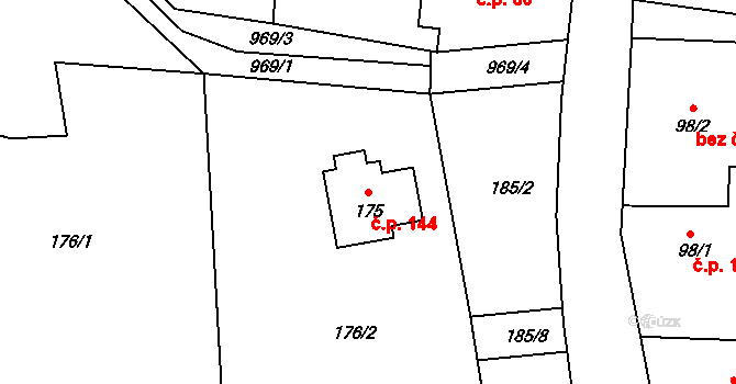 Olešnice 144 na parcele st. 175 v KÚ Olešnice u Rychnova nad Kněžnou, Katastrální mapa
