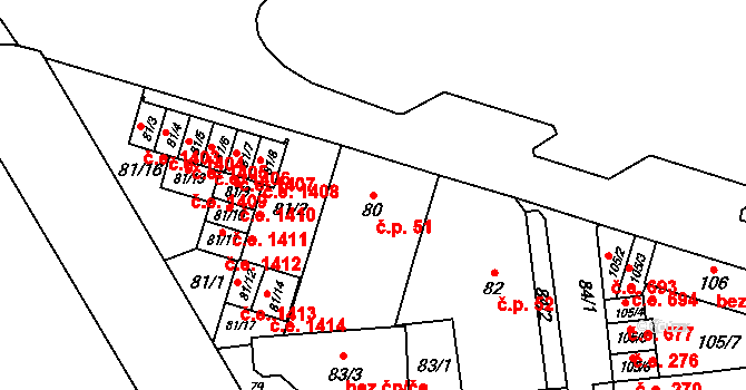 Český Těšín 51 na parcele st. 80 v KÚ Český Těšín, Katastrální mapa