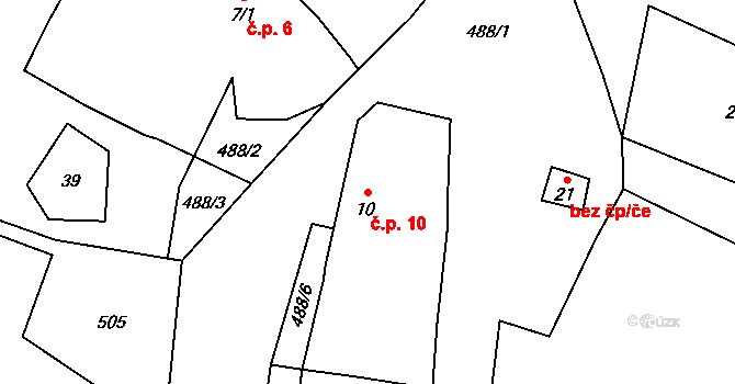 Broučkova Lhota 10, Chotoviny na parcele st. 10 v KÚ Broučkova Lhota, Katastrální mapa