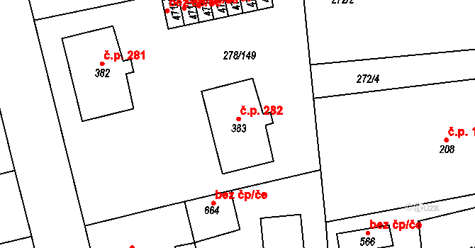 Nezvěstice 282 na parcele st. 383 v KÚ Nezvěstice, Katastrální mapa