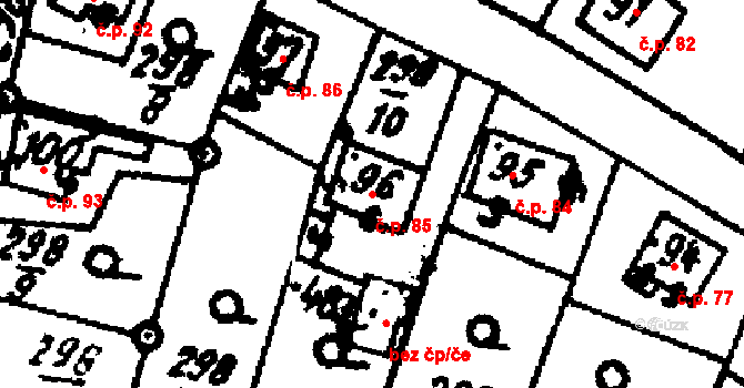 Velichovky 85 na parcele st. 96 v KÚ Velichovky, Katastrální mapa
