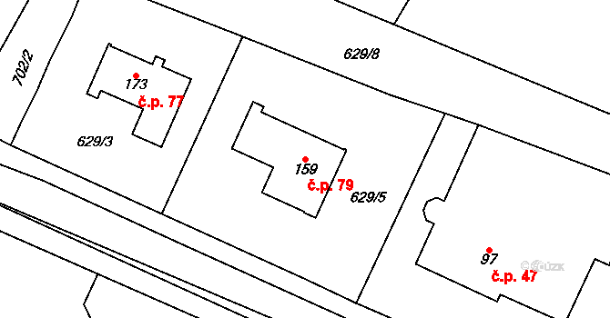 Putimov 79 na parcele st. 159 v KÚ Putimov, Katastrální mapa