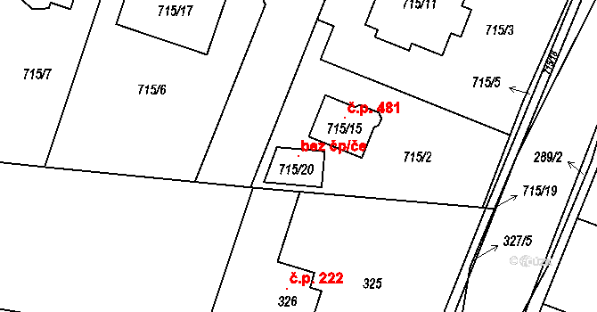 Zruč-Senec 104434503 na parcele st. 715/20 v KÚ Zruč, Katastrální mapa
