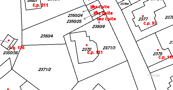 Staré Splavy 121, Doksy na parcele st. 2370 v KÚ Doksy u Máchova jezera, Katastrální mapa