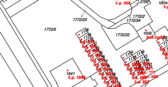 Tišnov 608 na parcele st. 1132 v KÚ Tišnov, Katastrální mapa