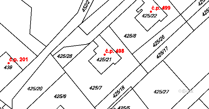 Krmelín 498 na parcele st. 425/21 v KÚ Krmelín, Katastrální mapa