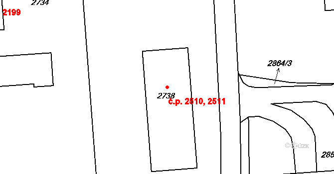 Kročehlavy 2510,2511, Kladno na parcele st. 2738 v KÚ Kročehlavy, Katastrální mapa