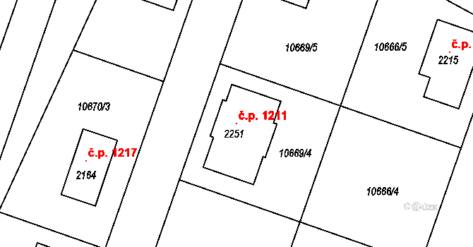 Hrušovany nad Jevišovkou 1211 na parcele st. 2251 v KÚ Hrušovany nad Jevišovkou, Katastrální mapa