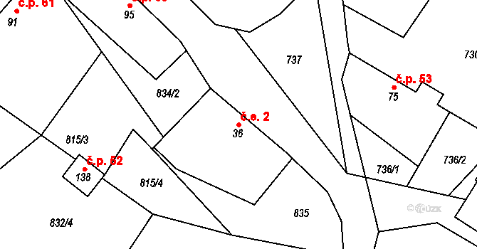 Klučenice 2 na parcele st. 36 v KÚ Klučenice, Katastrální mapa