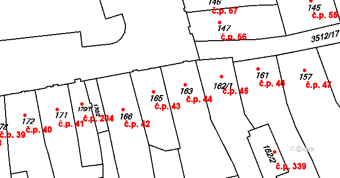 Cvikov I 43, Cvikov na parcele st. 165 v KÚ Cvikov, Katastrální mapa