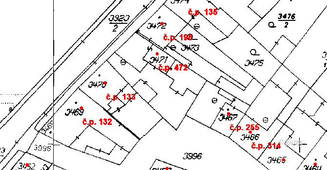 Poděbrady III 472, Poděbrady na parcele st. 3471 v KÚ Poděbrady, Katastrální mapa