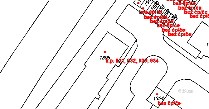 Náměšť nad Oslavou 931,932,933,934 na parcele st. 1395 v KÚ Náměšť nad Oslavou, Katastrální mapa