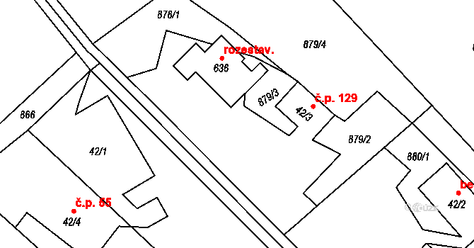 Milíkov 129 na parcele st. 42/3 v KÚ Milíkov u Jablunkova, Katastrální mapa