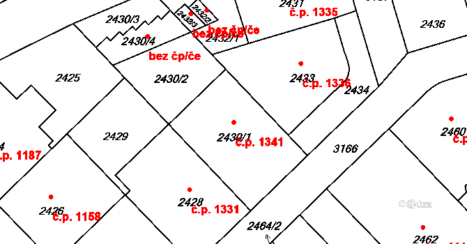 Nusle 1341, Praha na parcele st. 2430/1 v KÚ Nusle, Katastrální mapa