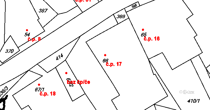 Řečice 17, Volfířov na parcele st. 66 v KÚ Řečice, Katastrální mapa