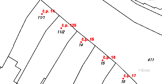 Žešov 15, Prostějov na parcele st. 14 v KÚ Žešov, Katastrální mapa