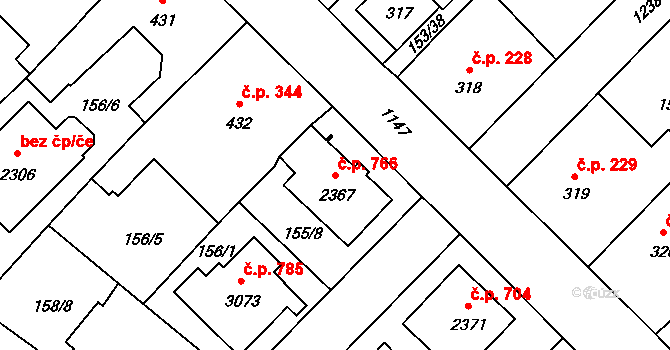 Úšovice 766, Mariánské Lázně na parcele st. 2367 v KÚ Úšovice, Katastrální mapa