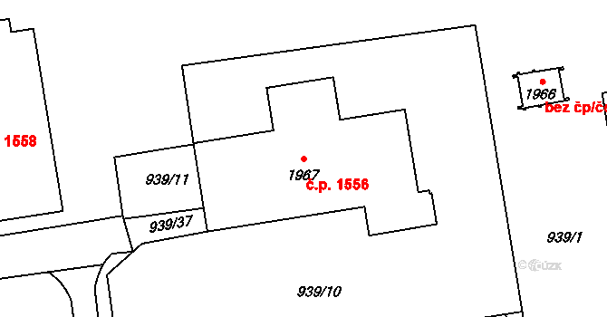 Hrabůvka 1556, Ostrava na parcele st. 1967 v KÚ Hrabůvka, Katastrální mapa