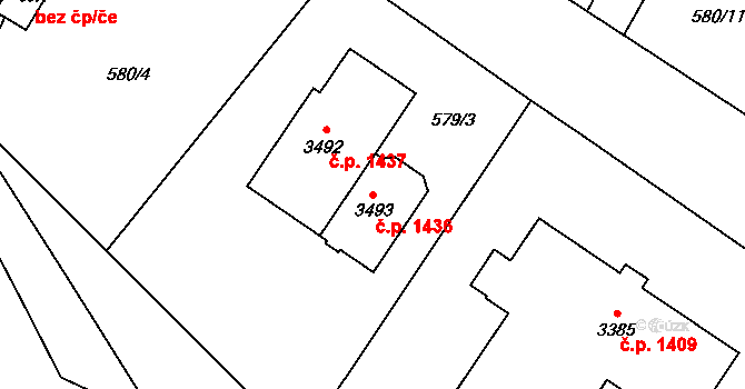 Vrchlabí 1436 na parcele st. 3493 v KÚ Vrchlabí, Katastrální mapa