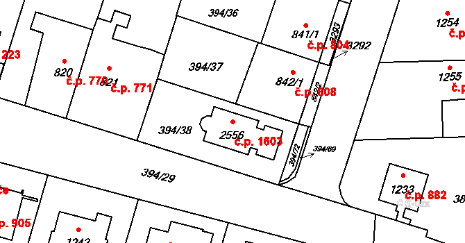 Kateřinky 1603, Opava na parcele st. 2556 v KÚ Kateřinky u Opavy, Katastrální mapa