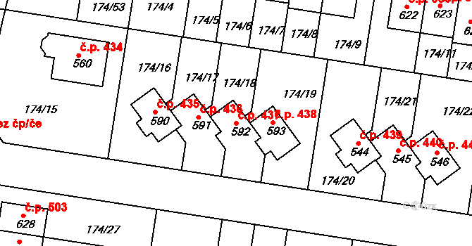 Nehvizdy 437 na parcele st. 592 v KÚ Nehvizdy, Katastrální mapa